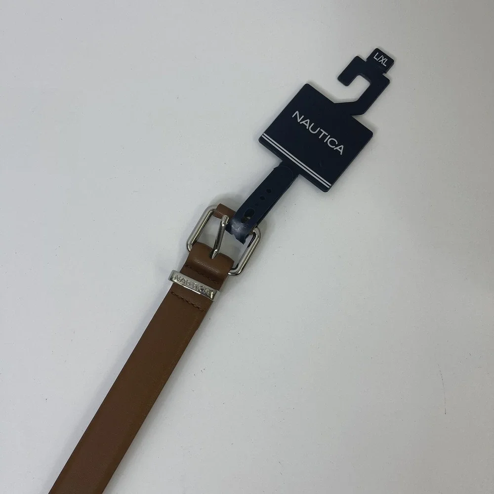 Nautica Belt Tan XL‎ Faux-Leather Brown Cognac New NB3251 Mens